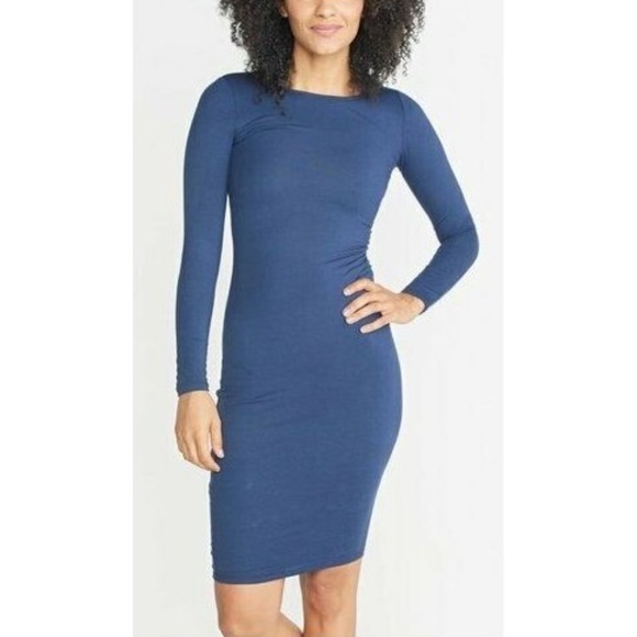 MARINE LAYER Lexi Longsleeve Midi Dress in Blue - Picture 6 of 7
